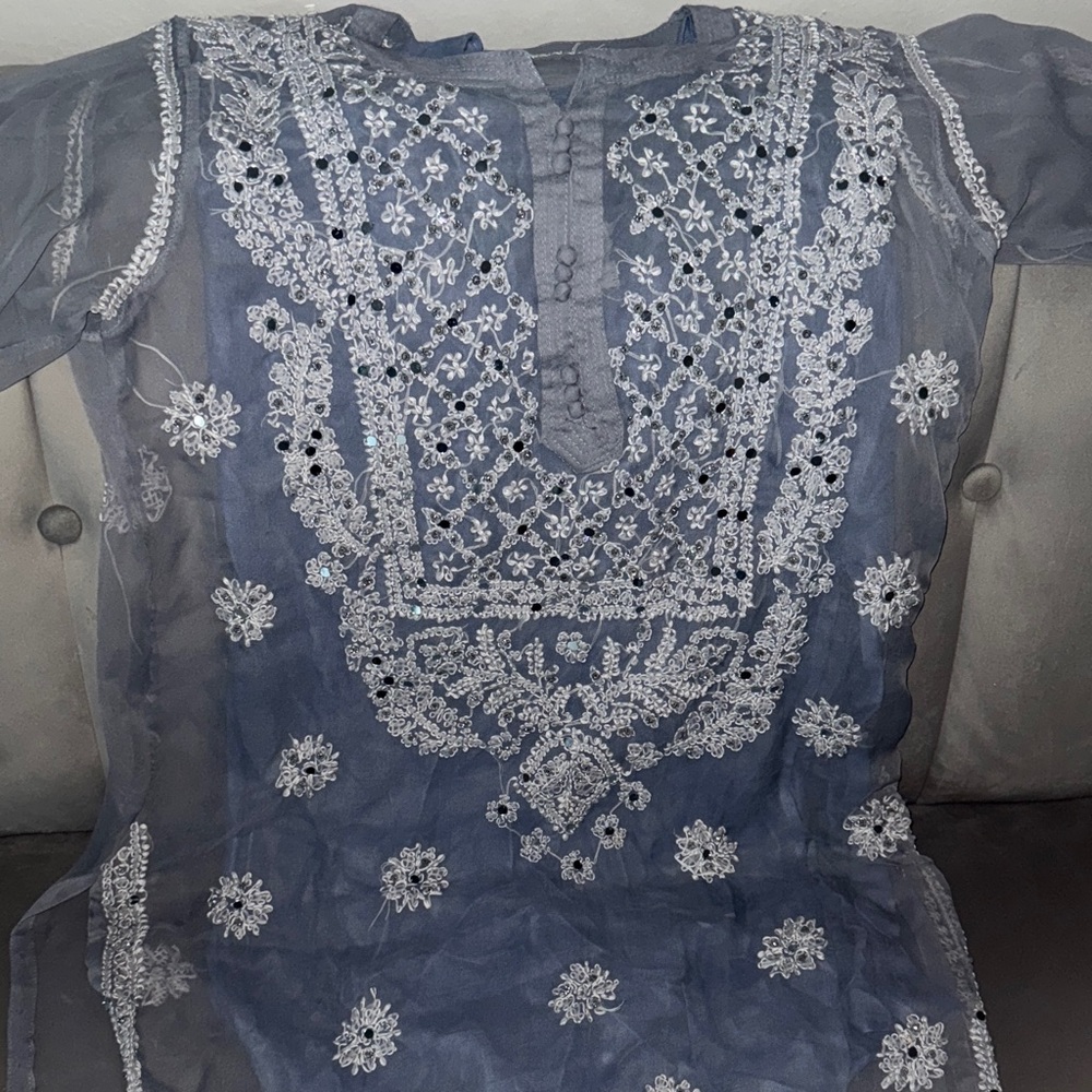 Embroidered Sheer Tunic Top